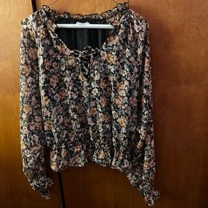 Black Floral American Eagle Blouse